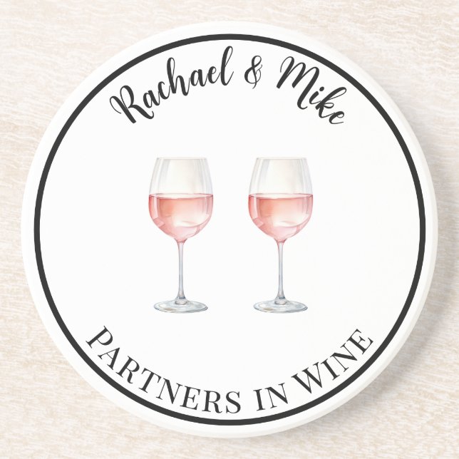 Rosé Partners in Wine Drink  Coaster (Front)