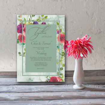Rose Passion Watercolor Floral Wedding Invitation by AvenueCentral at Zazzle