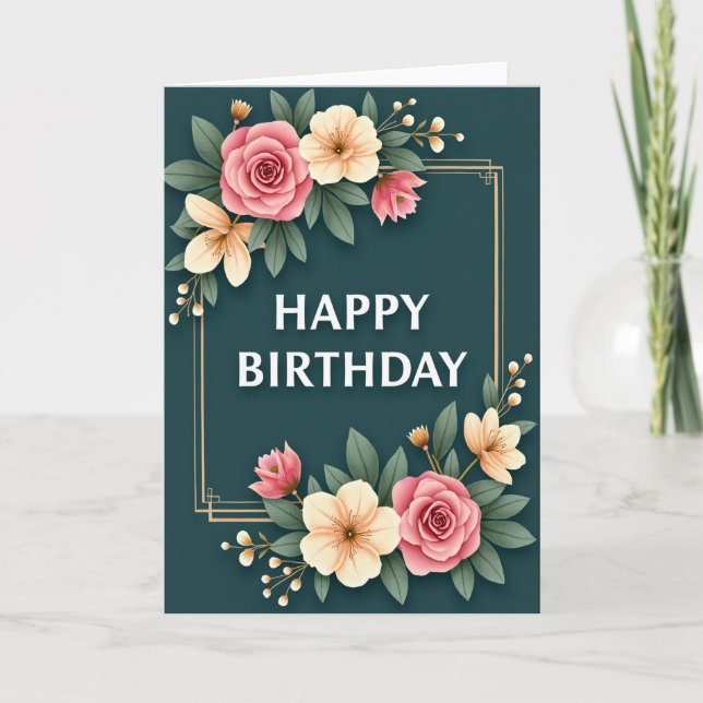 Rose Pastel Birthday Card (Front)