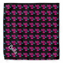 Rose Pattern Black Pink Mint Pet Name Template
