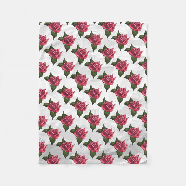 Rose Pattern Fleece Blanket (Front)