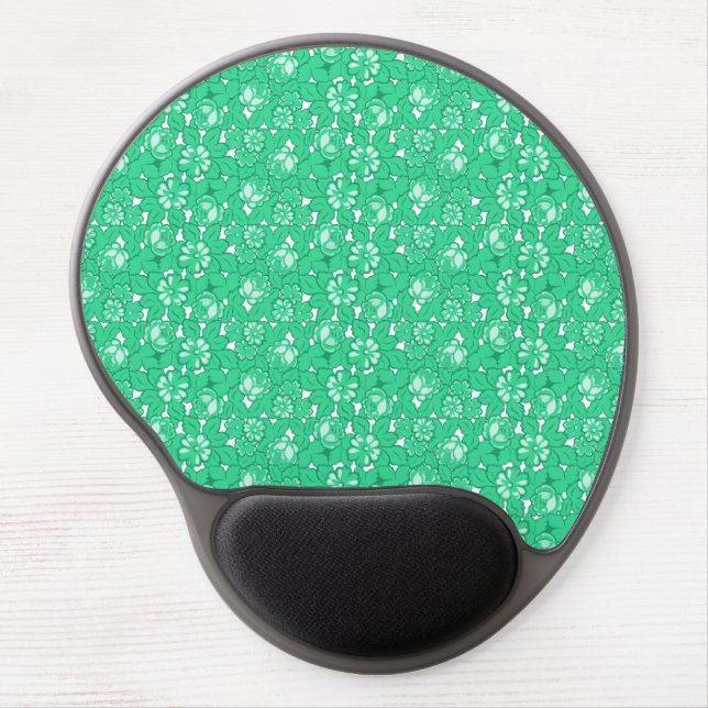 Rose pattern Green Gel Mouse Pad (Front)