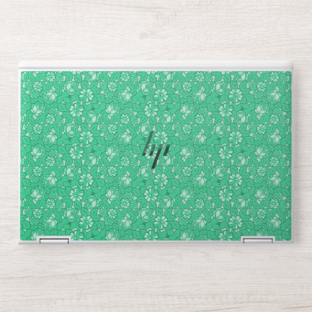 Rose pattern Green HP Laptop Skin (Front)