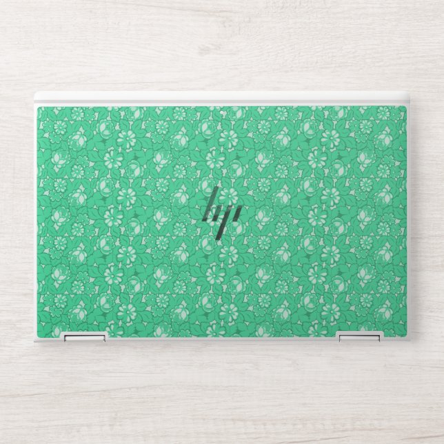 Rose pattern Green HP Laptop Skin (Front)