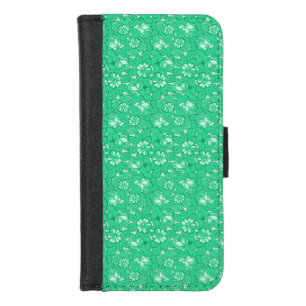 Rose pattern Green iPhone 8/7 Wallet Case