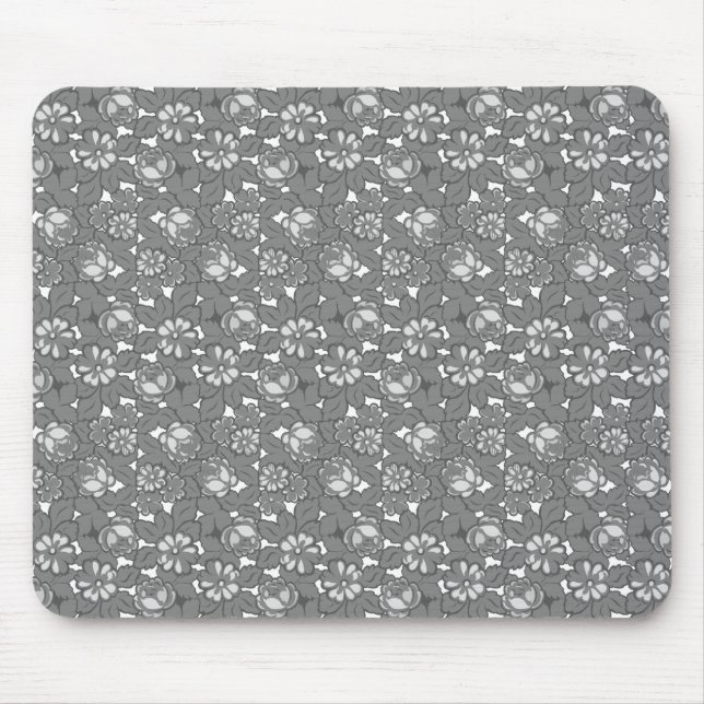 Rose pattern in grey mouse pad (Front)