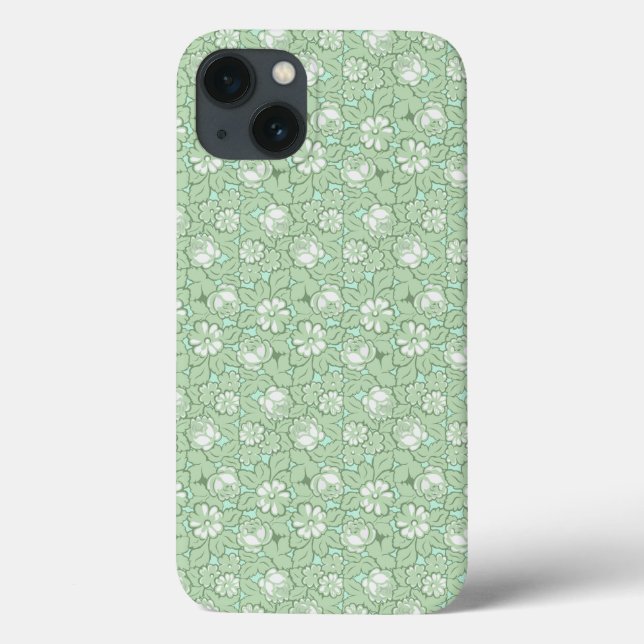 Rose pattern in light Green Case-Mate iPhone Case (Back)