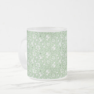 Rose pattern in light Green Frosted Glass Coffee Mug