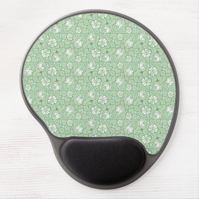 Rose pattern in light Green Gel Mouse Pad (Front)