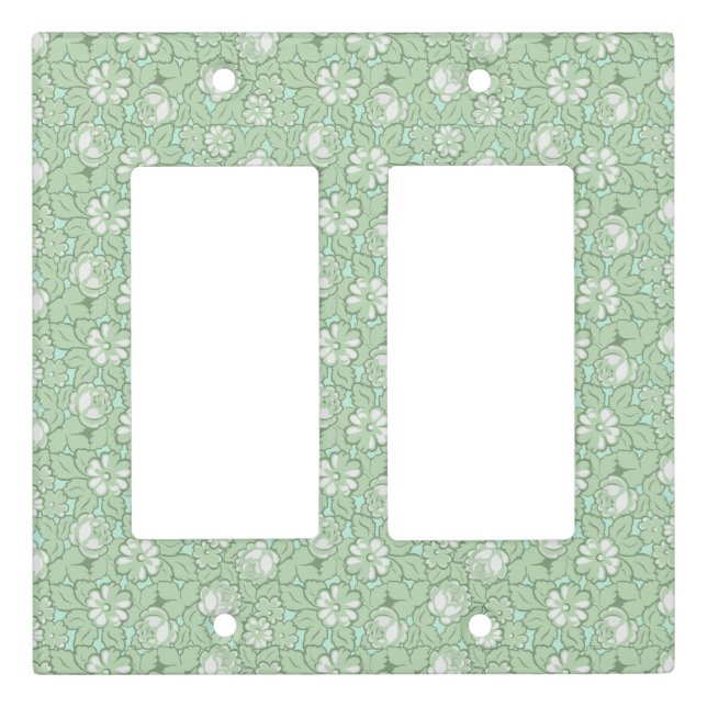 Rose pattern in light Green Light Switch Cover (Front)