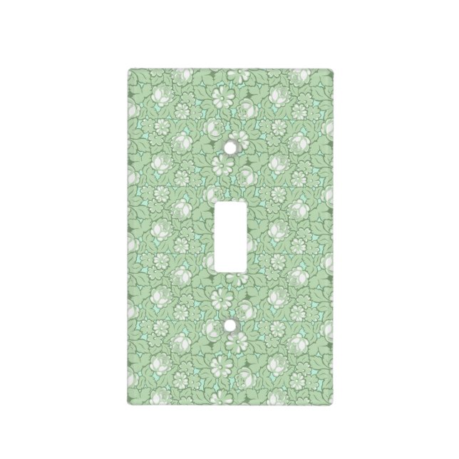 Rose pattern in light Green Light Switch Cover (Front)