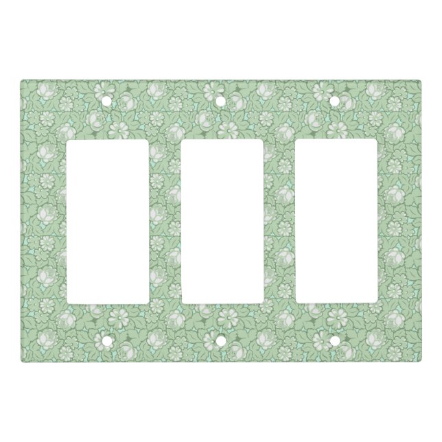 Rose pattern in light Green Light Switch Cover (Front)