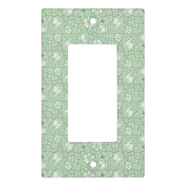 Rose pattern in light Green Light Switch Cover (Front)