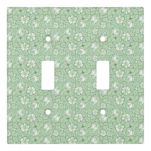 Rose pattern in light Green Light Switch Cover (Front)