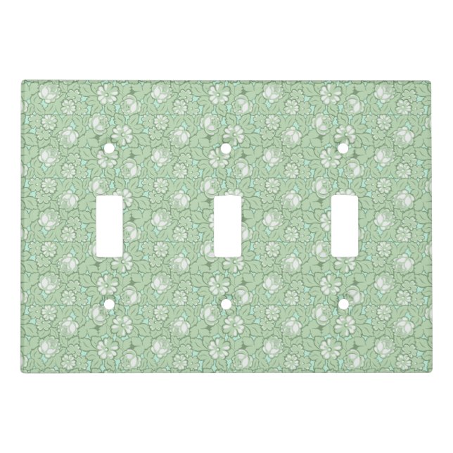 Rose pattern in light Green Light Switch Cover (Front)