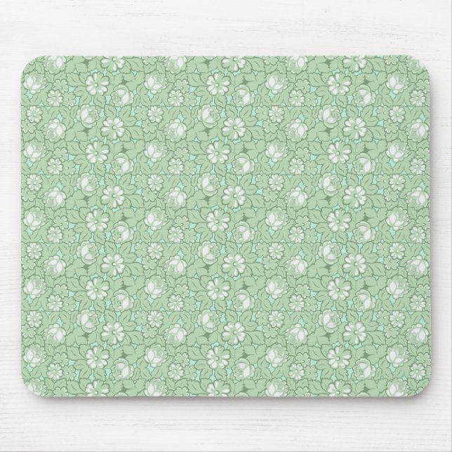 Rose pattern in light Green Mouse Pad (Front)