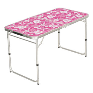 ROSE PATTERN IN PINK BEER PONG TABLE