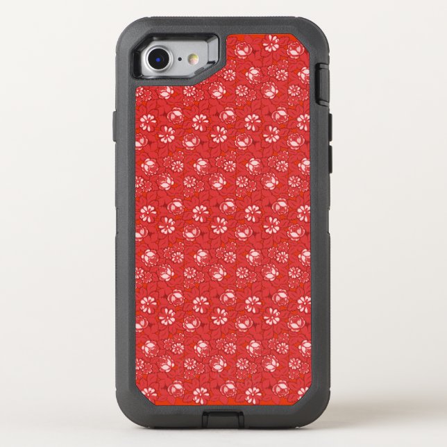 Rose pattern in red otterbox iPhone case (Back)
