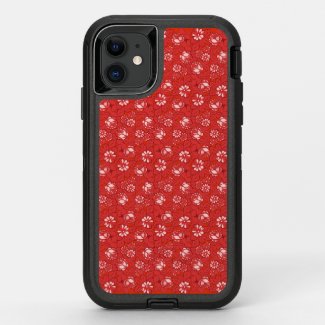 Rose pattern in red OtterBox defender iPhone 11 case