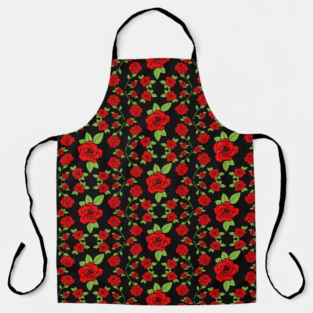 Rose Pattern Kitchen Apron (Front)