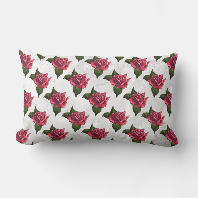 Rose Pattern Lumbar Pillow (Front)