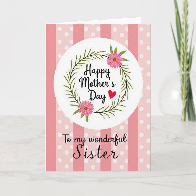 Rose Pattern Mothers Sister Card (Front)