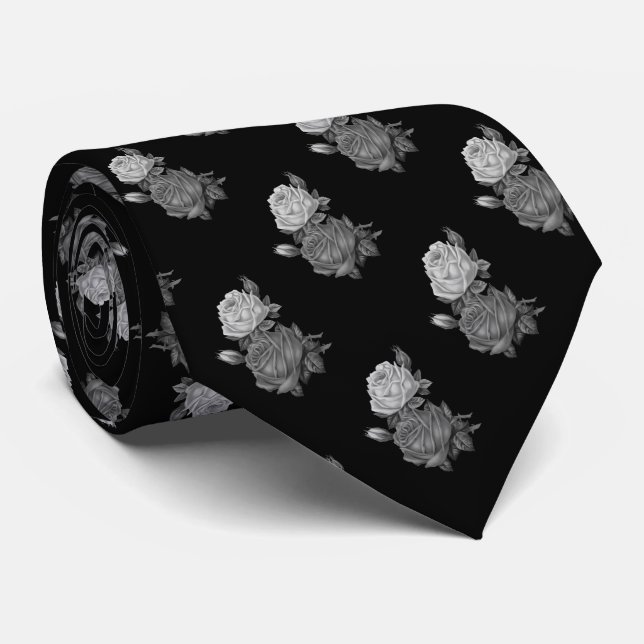 Rose Pattern Neck Tie (Rolled)