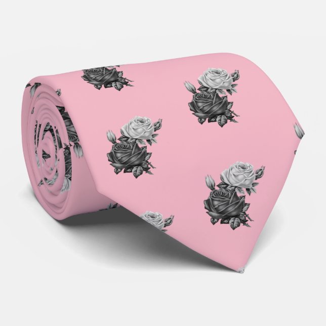 Rose Pattern  Neck Tie (Rolled)