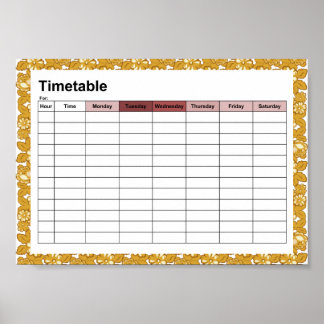 Rose pattern On class schedule posters "din A5"