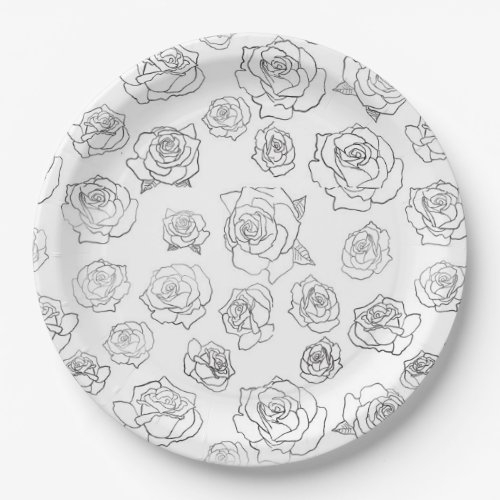 Rose pattern paper plates