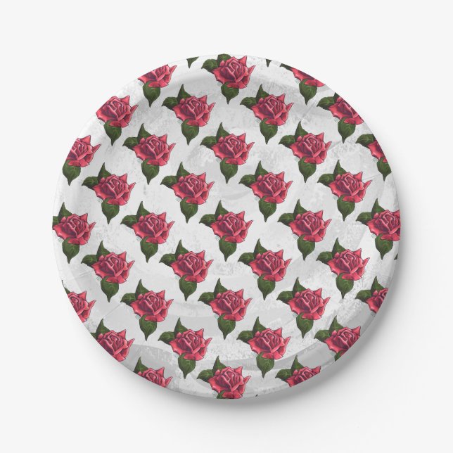 Rose Pattern Paper Plates (Front)