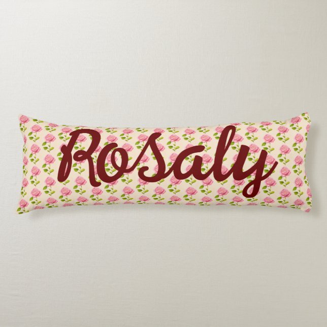 Rose pattern pink body pillow (Front)