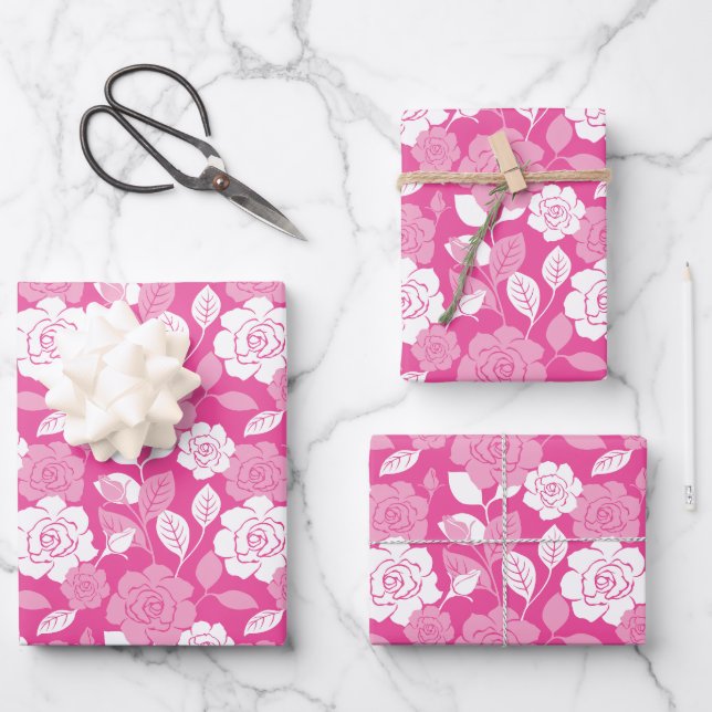 ROSE PATTERN (PINK) WRAPPING PAPER SHEETS (Front)