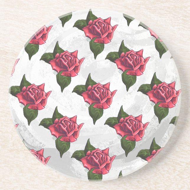 Rose Pattern Sandstone Coaster (Front)