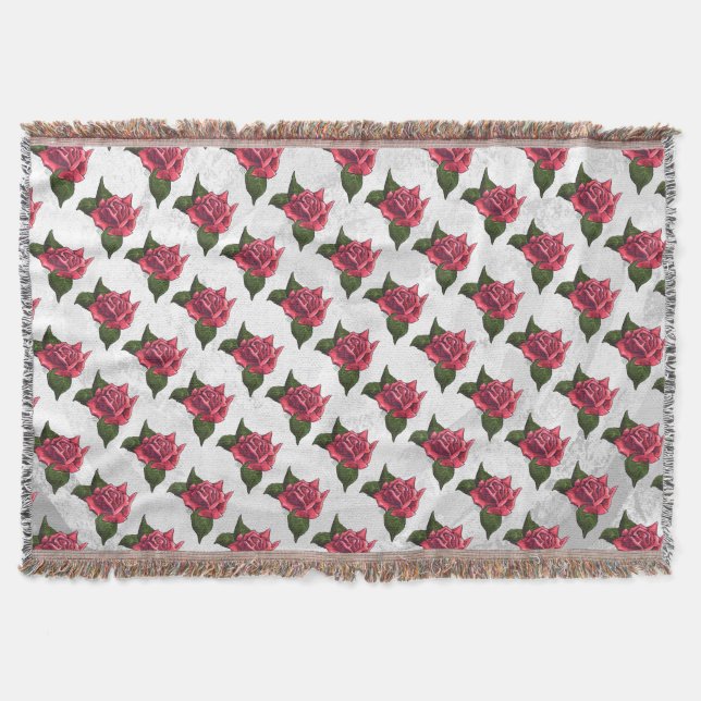 Rose Pattern Throw Blanket (Front)