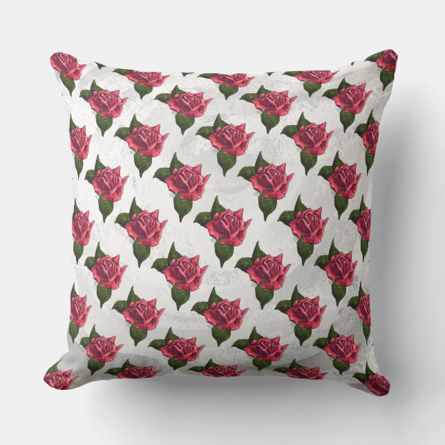 Rose Pattern Throw Pillow (Front)