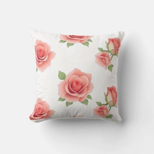 Rose Pattern Throw Pillow