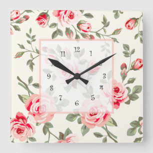 Rose Pattern Wall Decor Clocks