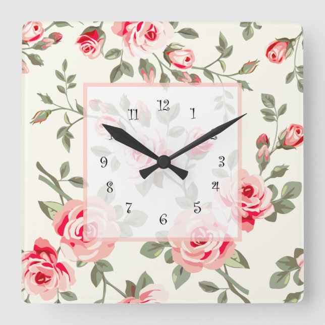 Rose Pattern Wall Decor Clocks (Front)