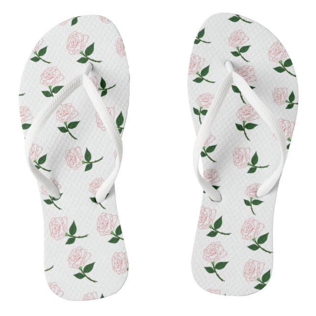 Rose Pattern White flip flops (Footbed)