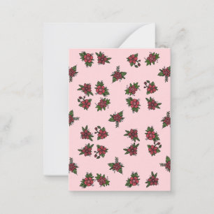 Rose patterns, cute little pink and red design note card