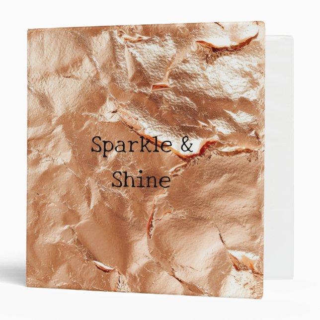 Rose Peach Gold Glam  3 Ring Binder (Front/Inside)