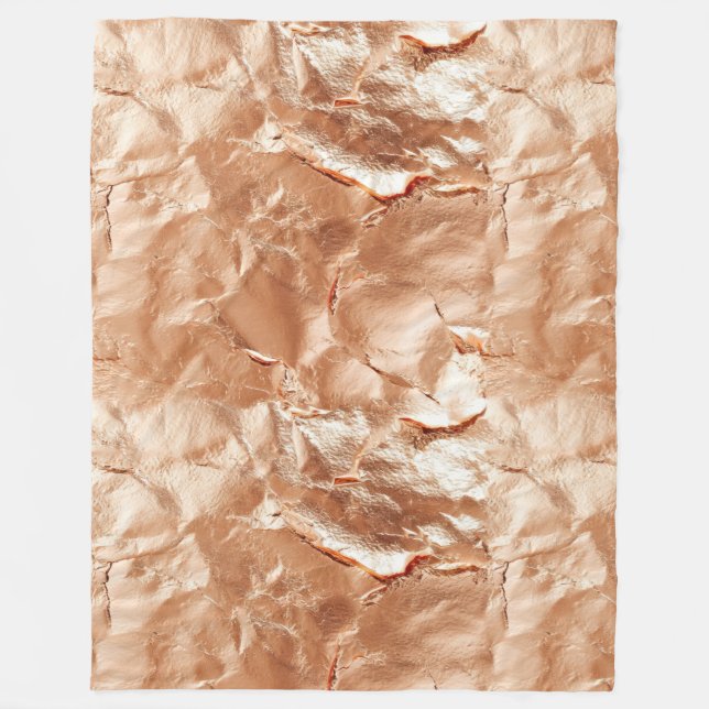 Rose Peach Gold Glam Fleece Blanket (Front)