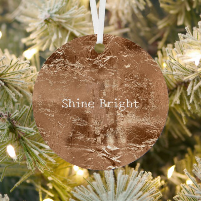 Rose Peach Gold Glam  Metal Ornament (Insitu)