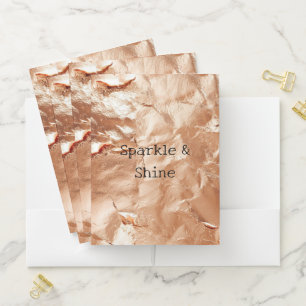 Rose Peach Gold Glam Pocket Folder
