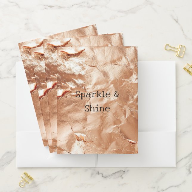 Rose Peach Gold Glam  Pocket Folder (In Situ)