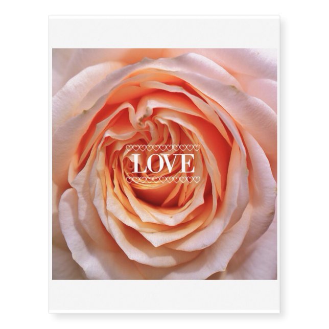 Rose peach, Love (I) Temporary Tattoos (Front)