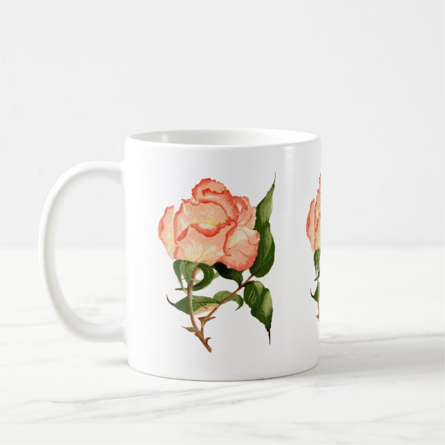 rose peach watercolor flower Mug (Left)