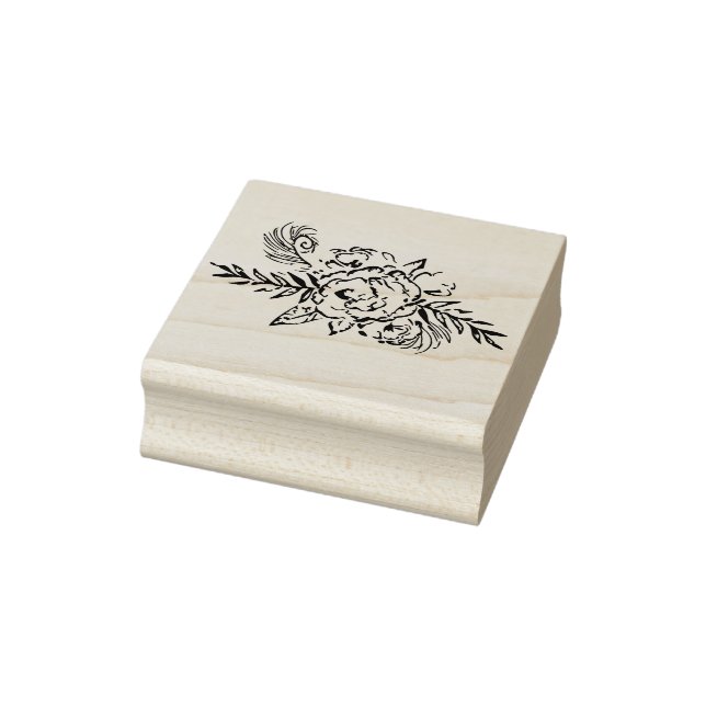 Rose & Peacock Maple Wood Art Stamp (Stamp)