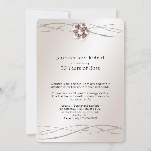 Rose Pearl 30th Wedding Anniversary Invitation